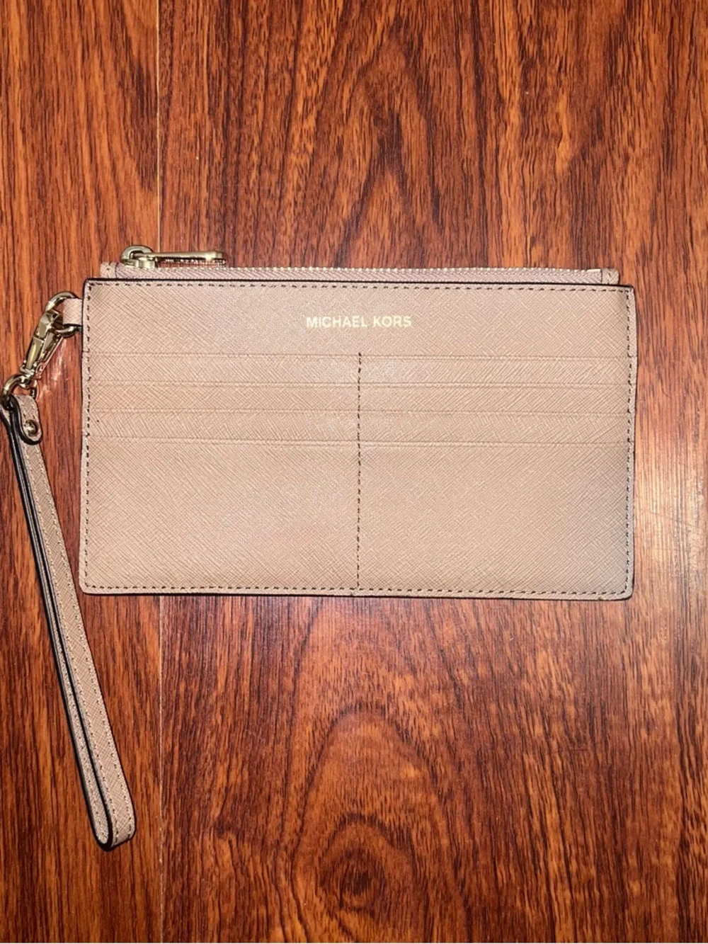 Michael Kors Taupe Saffiano Leather Wristlet Card Case - Picture 1 of 5
